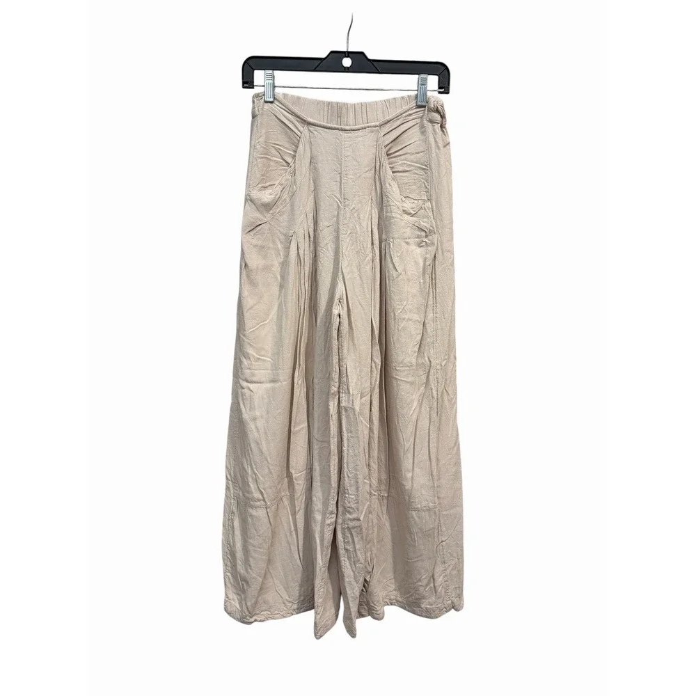 Free People Pants Free-est XS Wide Leg Barrel Balloon Lagenlook Boho Linen OP3-3
